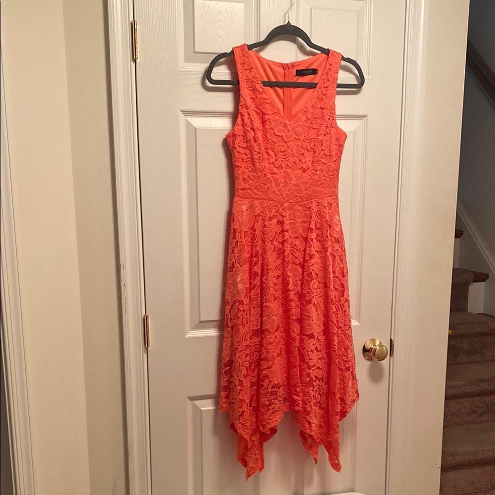 NWOT Meetjen Peach Sleeveless Lace Dress…size S